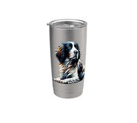 Polygon Art English Springer Spaniel Bicchiere termico in acciaio inox doppia parete