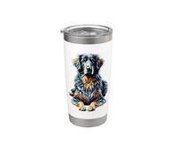 Polygon Art Flat-Coated Retriever Bicchiere termico in acciaio inox doppia parete