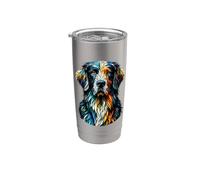 Polygon Art Flat-Coated Retriever Flatcoat Bicchiere termico in acciaio inox doppia parete