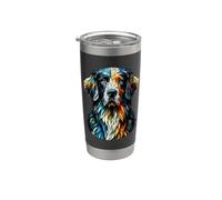 Polygon Art Flat-Coated Retriever Flatcoat Bicchiere termico in acciaio inox doppia parete