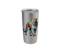 Polygon Art Leopardo Africano Leopardi Bicchiere termico in acciaio inox doppia parete