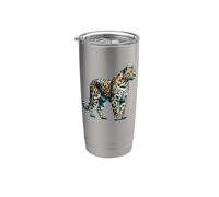 Polygon Art Leopardo Arabo Leopardi Bicchiere termico in acciaio inox doppia parete