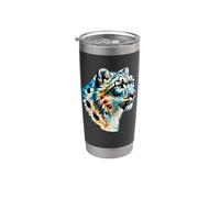 Polygon Art Leopardo Delle Nevi Leopardi Bicchiere termico in acciaio inox doppia parete