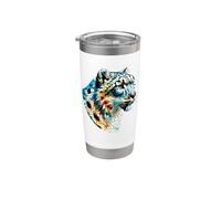 Polygon Art Leopardo Delle Nevi Leopardi Bicchiere termico in acciaio inox doppia parete