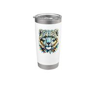 Polygon Art Leopardo Delle Nevi Leopardi Bicchiere termico in acciaio inox doppia parete