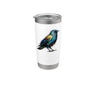 Polygon Art Merlo Birdwatcher Birdwatching Bicchiere termico in acciaio inox doppia parete