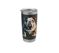 Polygon Art Old English Bulldog Bully Bulldogs Bicchiere termico in acciaio inox doppia parete