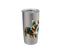 Polygon Art Pembroke Welsh Corgi Corgis Bicchiere termico in acciaio inox doppia parete