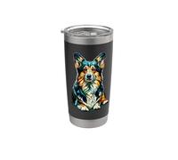 Polygon Art Pembroke Welsh Corgi Corgis Bicchiere termico in acciaio inox doppia parete