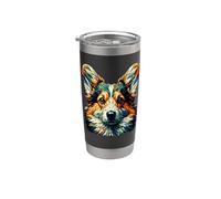 Polygon Art Pembroke Welsh Corgi Corgis Bicchiere termico in acciaio inox doppia parete