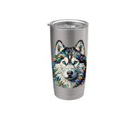 Polygon Art Siberian Husky Siberian Huskies Bicchiere termico in acciaio inox doppia parete