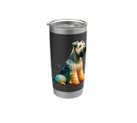 Polygon Art Soft Coated Wheaten Terrier Bicchiere termico in acciaio inox doppia parete