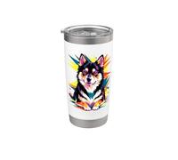 Polygonal Abstract Art Alaskan Klee Kai Bicchiere termico in acciaio inox doppia parete