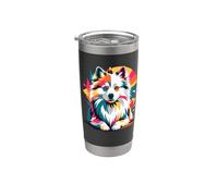 Polygonal Abstract Art American Eskimo Dog Bicchiere termico in acciaio inox doppia parete