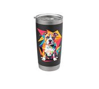 Polygonal Abstract Art American Pit Bull Terrier Pittie Bicchiere termico in acciaio inox doppia parete