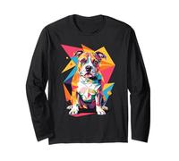 Polygonal Abstract Art American Pit Bull Terrier Pittie Maglia a Manica