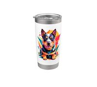 Polygonal Abstract Art Australian Cattle Dog Bicchiere termico in acciaio inox doppia parete
