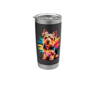 Polygonal Abstract Art Australian Silky Terrier Sydney Silky Bicchiere termico in acciaio inox doppia parete