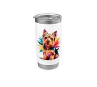Polygonal Abstract Art Australian Silky Terrier Sydney Silky Bicchiere termico in acciaio inox doppia parete