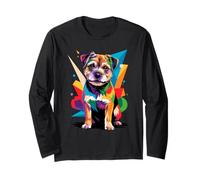 Polygonal Abstract Art Border Terrier Border Terriers Maglia a Manica