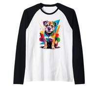 Polygonal Abstract Art Border Terrier Border Terriers Maglia con Maniche Raglan