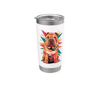 Polygonal Abstract Art Chinese Shar-Pei Shar Pei Bicchiere termico in acciaio inox doppia parete