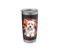 Polygonal Abstract Art Coton de Tulear Bicchiere termico in acciaio inox doppia parete