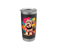 Polygonal Abstract Art Dandie Dinmont Terrier Bicchiere termico in acciaio inox doppia parete