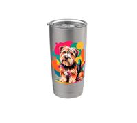 Polygonal Abstract Art Dandie Dinmont Terrier Bicchiere termico in acciaio inox doppia parete