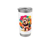 Polygonal Abstract Art Dandie Dinmont Terrier Bicchiere termico in acciaio inox doppia parete