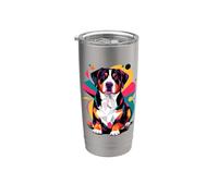 Polygonal Abstract Art Entlebucher Mountain Dog Bicchiere termico in acciaio inox doppia parete