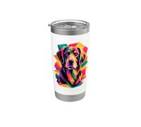 Polygonal Abstract Art Flat-Coated Retriever Bicchiere termico in acciaio inox doppia parete