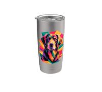 Polygonal Abstract Art Flat-Coated Retriever Bicchiere termico in acciaio inox doppia parete