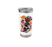 Polygonal Abstract Art German Wirehaired Pointer Bicchiere termico in acciaio inox doppia parete