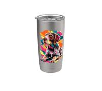 Polygonal Abstract Art German Wirehaired Pointer Bicchiere termico in acciaio inox doppia parete