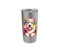 Polygonal Abstract Art Old English Sheepdog Bicchiere termico in acciaio inox doppia parete