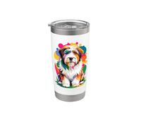 Polygonal Abstract Art Polish Lowland Sheepdog Bicchiere termico in acciaio inox doppia parete