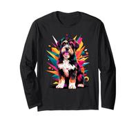 Polygonal Abstract Art Portuguese Water Dog Portie Maglia a Manica