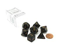Polyhedral 7-Die Opaque Dice Set - Black with Gold [Toy]