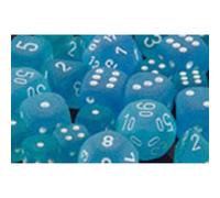 Polyhedral Dice: Frosted - Caribbean Blue with White (7)