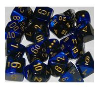 Polyhedral Dice: Gemini - Black-Blue with Gold (7)