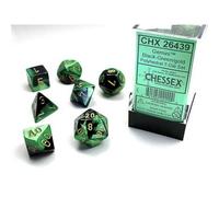 Polyhedral Dice: Gemini - Black-Green with Gold (7)