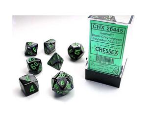 Polyhedral Dice: Gemini - Black-Grey with Green (7)