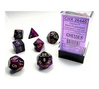 Polyhedral Dice: Gemini - Black-Purple with Gold (7)