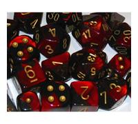 Polyhedral Dice: Gemini - Black-Red with Gold (7)