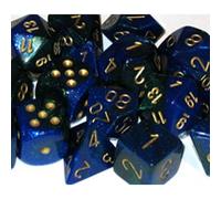 Polyhedral Dice: Gemini - Blue-Green with Gold (7)
