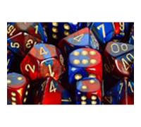 Polyhedral Dice: Gemini - Blue-Red with Gold (7)