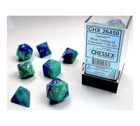 Polyhedral Dice: Gemini - Blue-Teal with Gold (7)