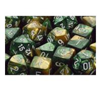 Polyhedral Dice: Gemini - Gold-Green with White (7)