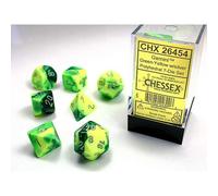 Polyhedral Dice: Gemini - Green-Yellow with Silver (7)